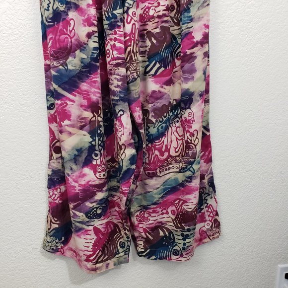 Gone Troppo Women's Sz Large Tie Dye Harem Buttoned Hem Boho Baggy Pants - Picture 4 of 14